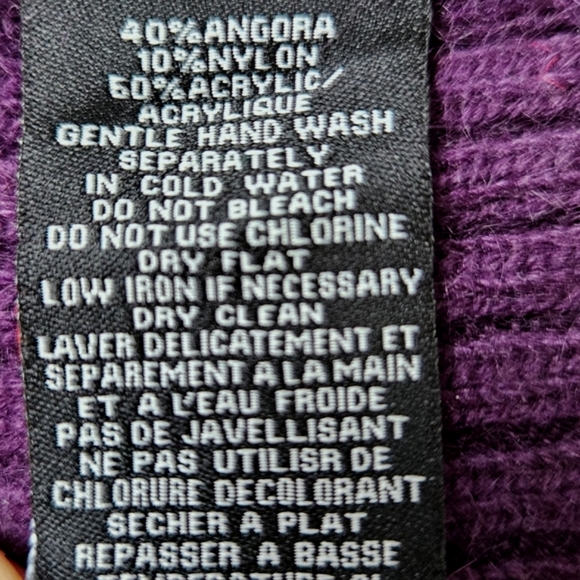 CYC purple sweater V-neck & back short butterfly sleeve ribbed wide waist size M - Picture 12 of 13